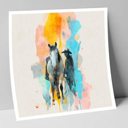 Vibrant Frontier Bond western horse art print