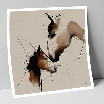 Tender Sepia Bond mare & foal art print