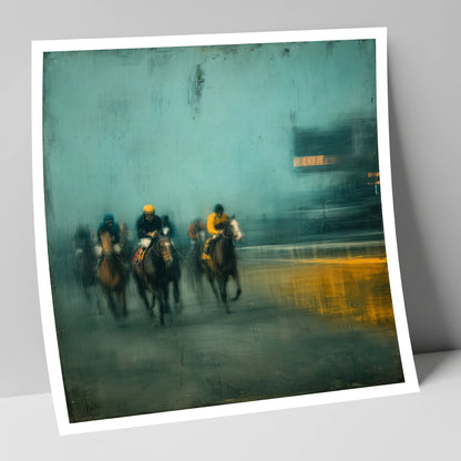 Thundering Through The Mist racing horse art print