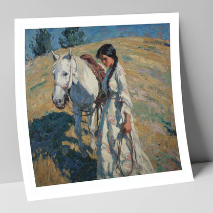 Sunlit Summer Stroll horse & rider art print