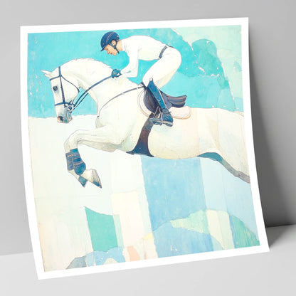 Teal Ascent show jumping horse art print