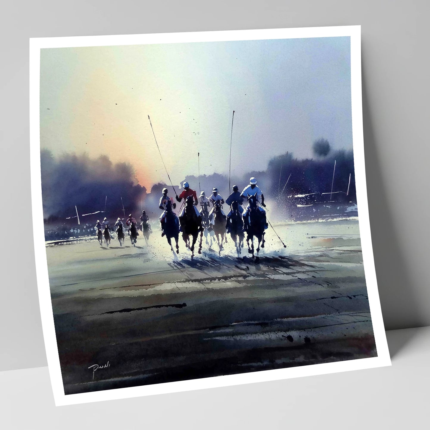 Thundering Polo Charge polo horse art print