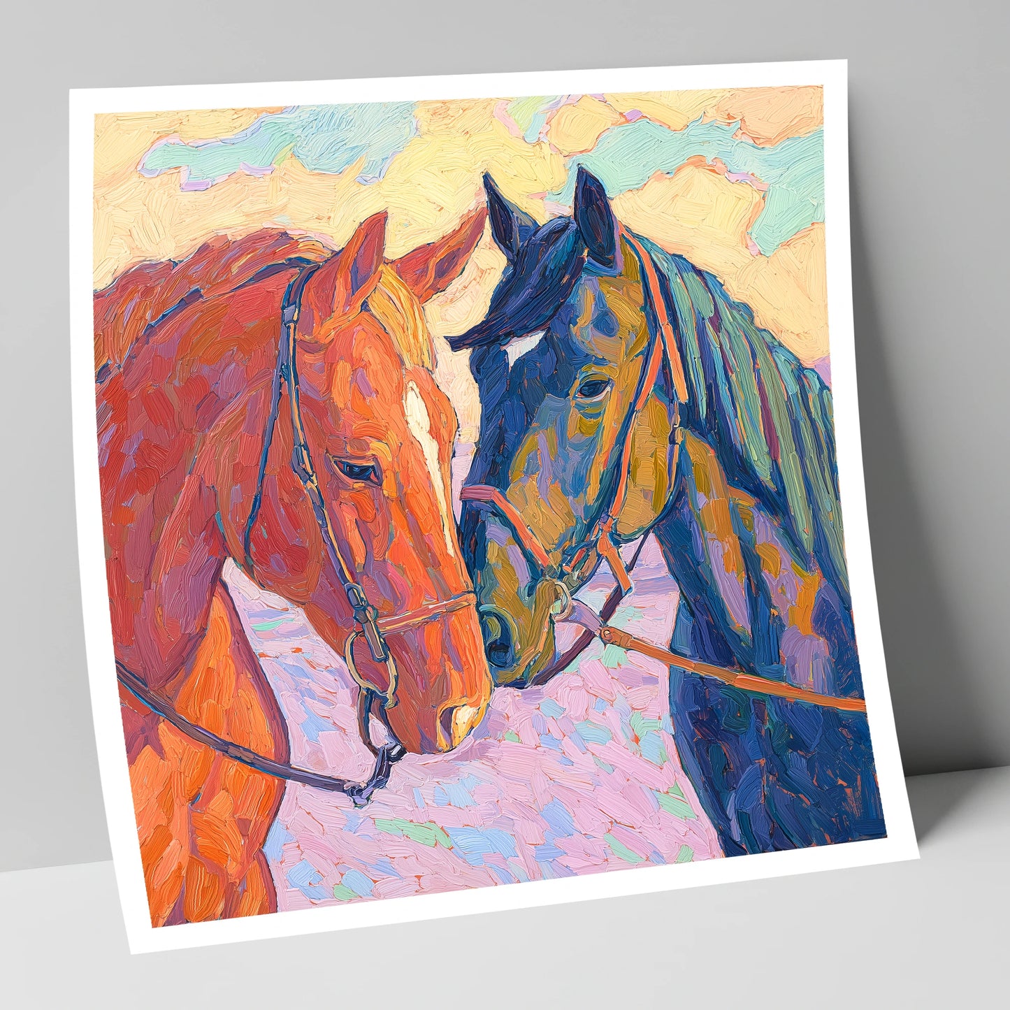 Vibrant Equine Bond horse portrait art print