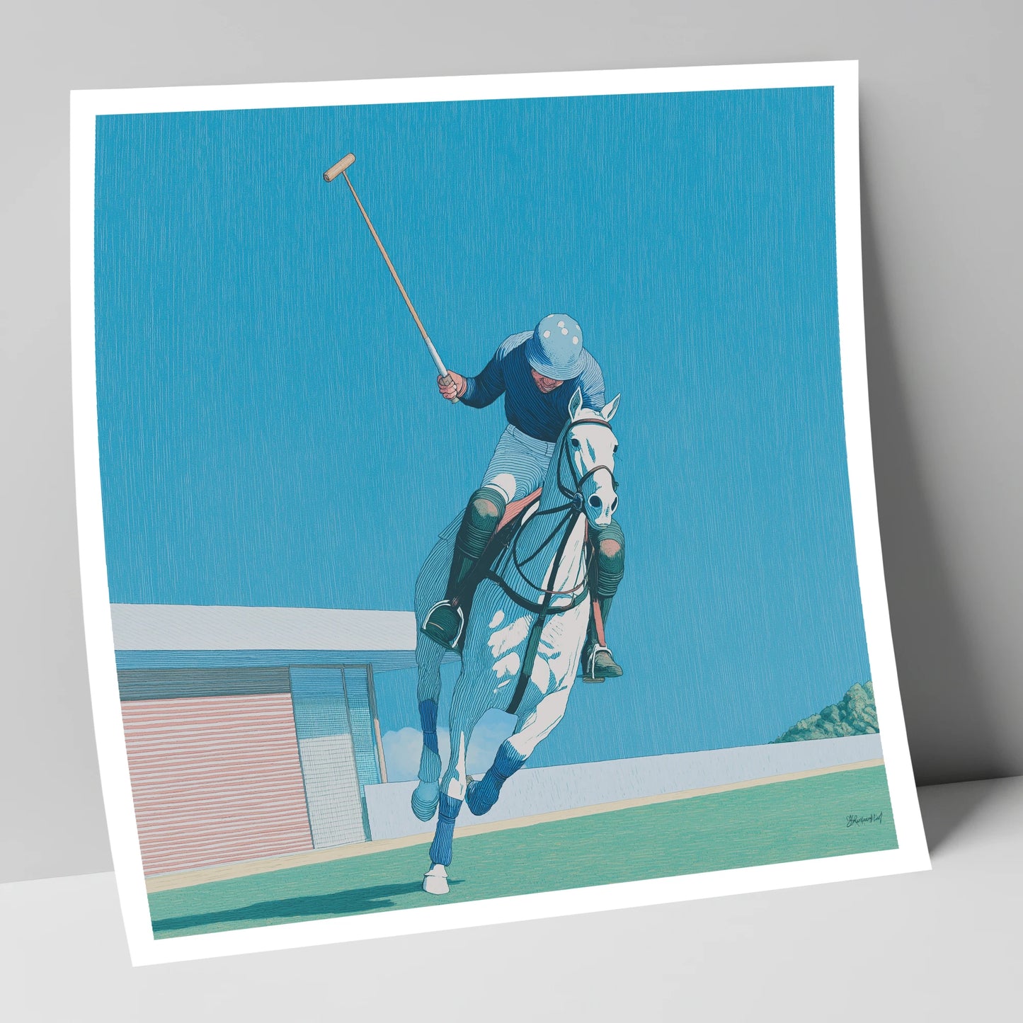The Azure Chukka polo horse art print