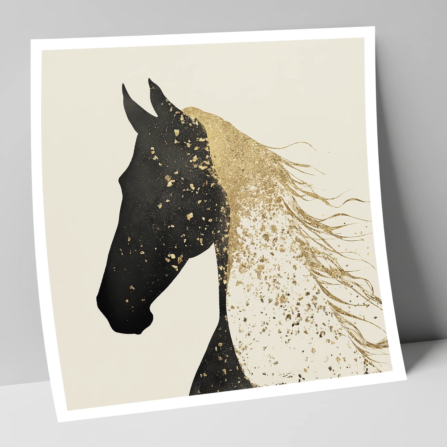 Gilded Equine Silhouette horse breed art print
