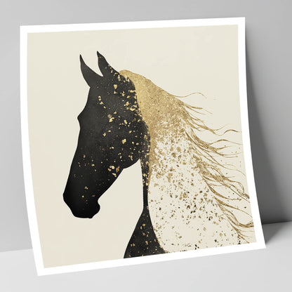 Gilded Equine Silhouette horse breed art print
