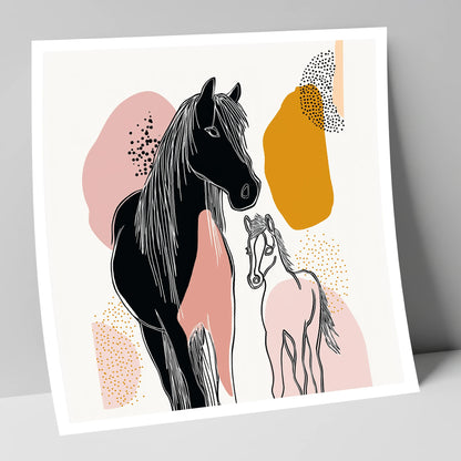 Contemporary Equine Bond mare & foal art print
