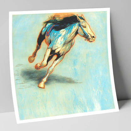 Cerulean Sprint racing horse art print