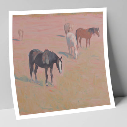 Dusky Rosa Pastures wild horses art print