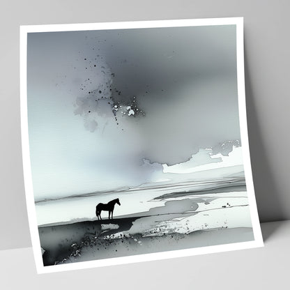 Solitary Horizon horse landscape art print