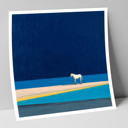 Midnight Blue Horizon horse landscape art print
