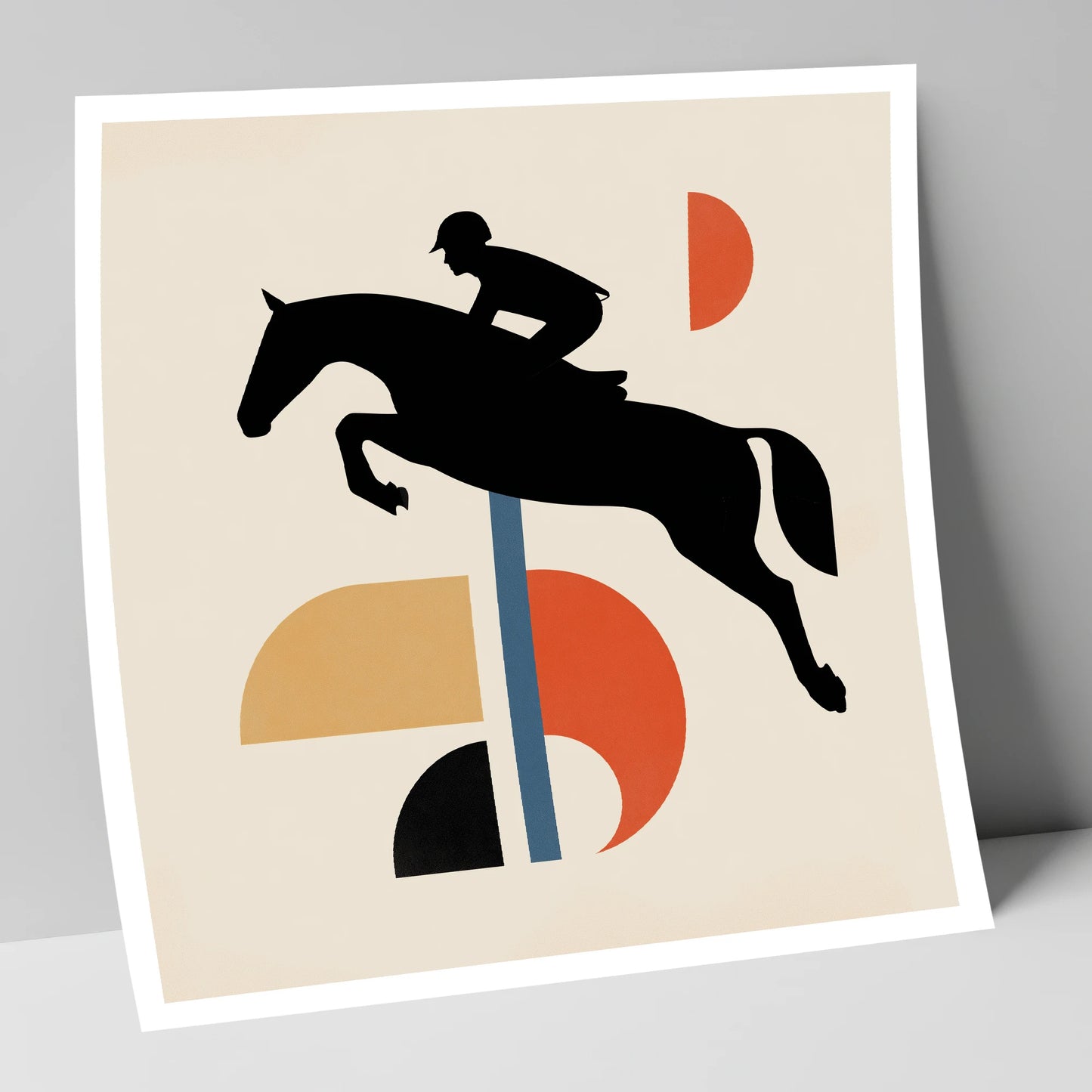 Retro Geometric Showjumper show jumping horse art print