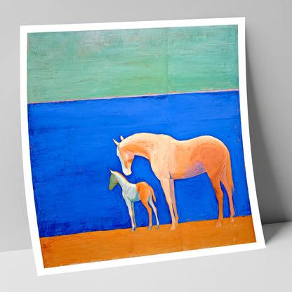 Cobalt Bond mare & foal art print