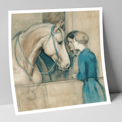 A Gentle Exchange horse & rider art print