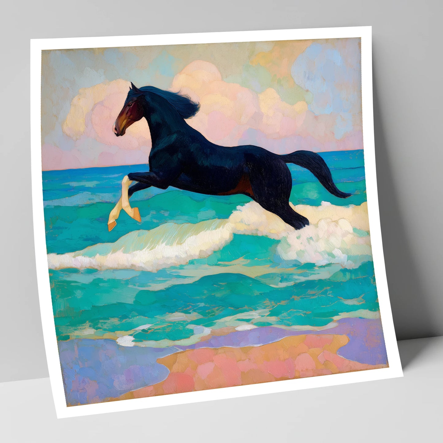 Cresting the Tide beach horse art print