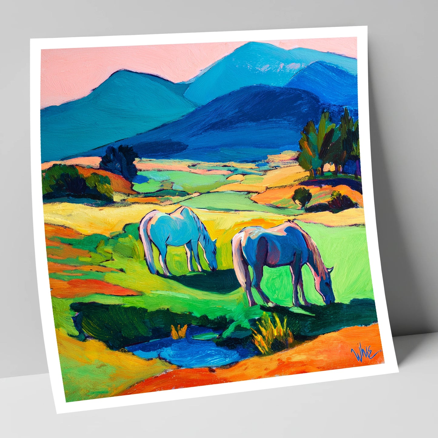 Painted Valley Grazing horse landscape art print