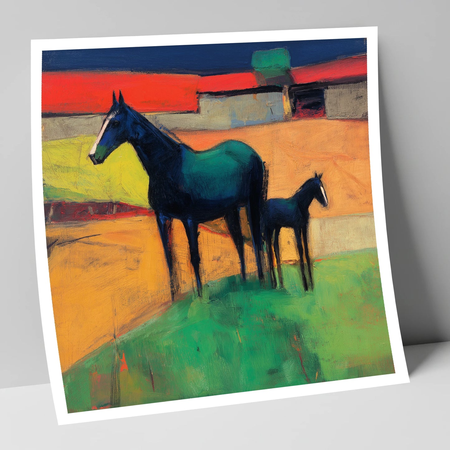 Midnight Sapphire Bond mare & foal art print
