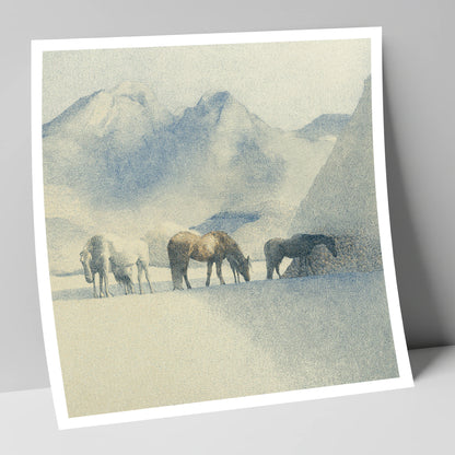 Tranquil Mountain Pasture horse landscape art print