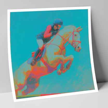 Technicolour Flight show jumping horse art print