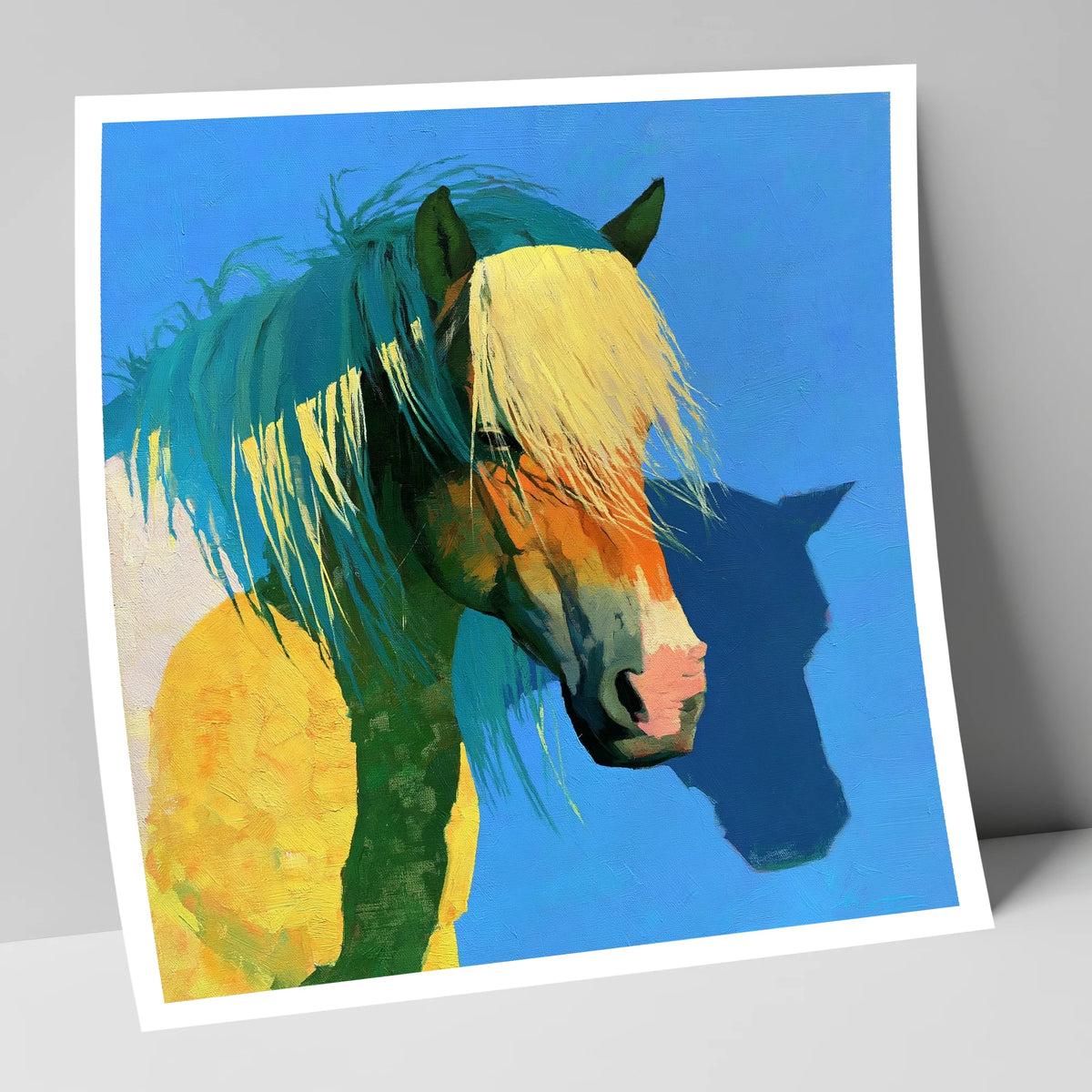 Bold Yellow and Teal Horse horse breed art print