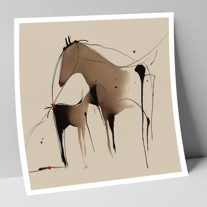 Minimalist Mare and Foal mare & foal art print