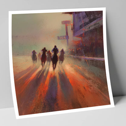 Shadows on the Track racing horse art print