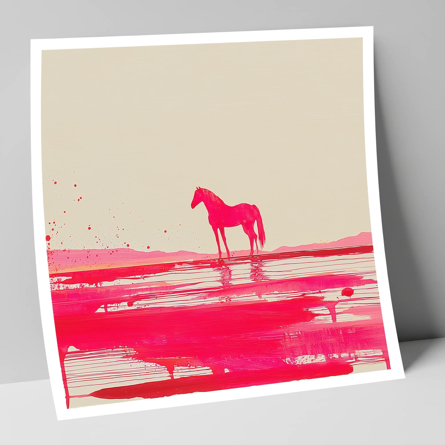 Magenta Horizon Reflection horse landscape art print