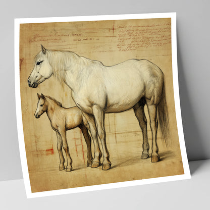 Heritage Mare and Foal Sketch mare & foal art print