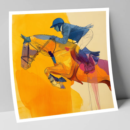 Vivid Golden Ascent show jumping horse art print