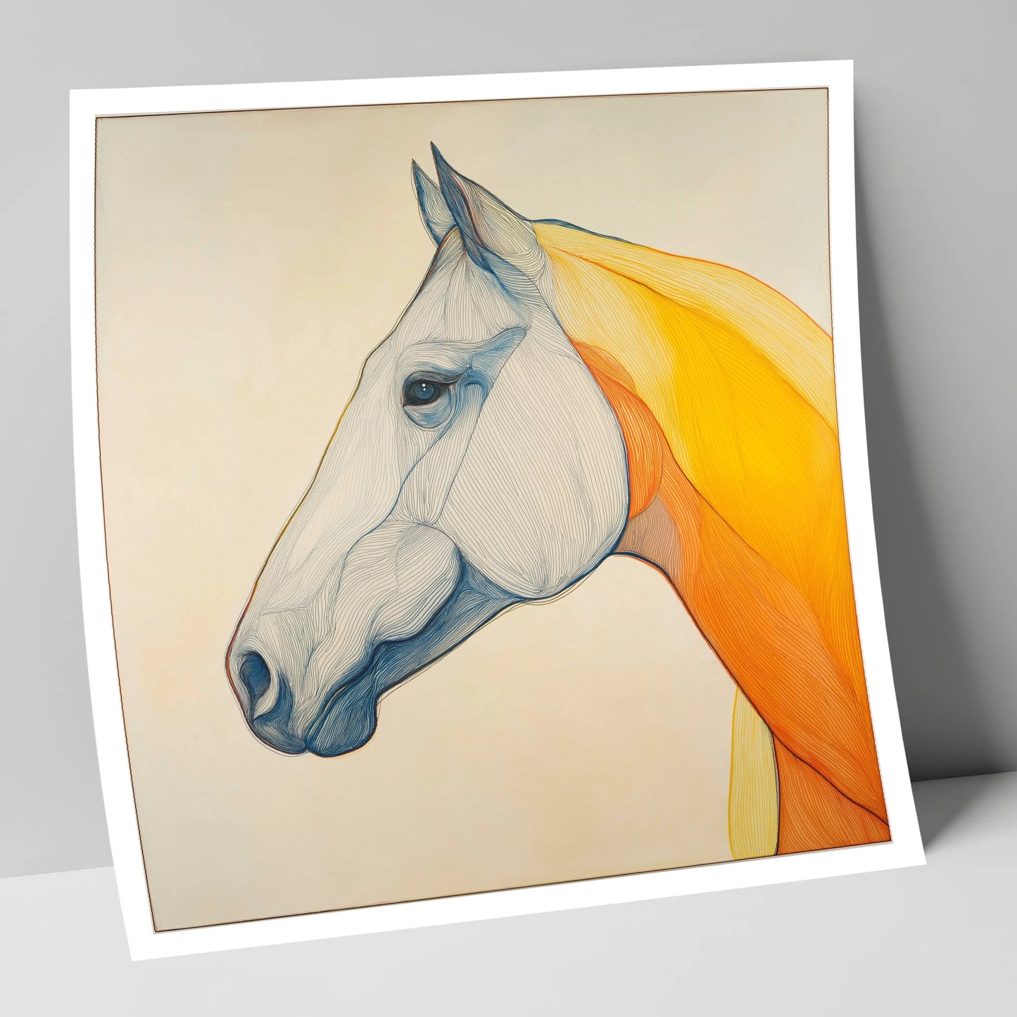 Flowing Amber Contours horse portrait art print