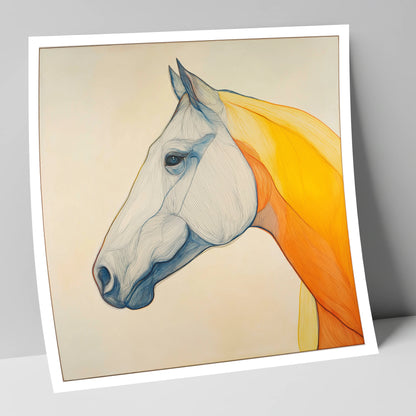 Flowing Amber Contours horse portrait art print