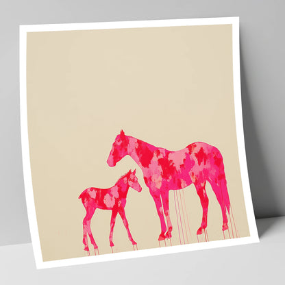 Magenta Mare and Foal mare & foal art print