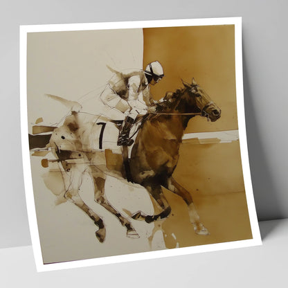 Sepia Racing Stride racing horse art print