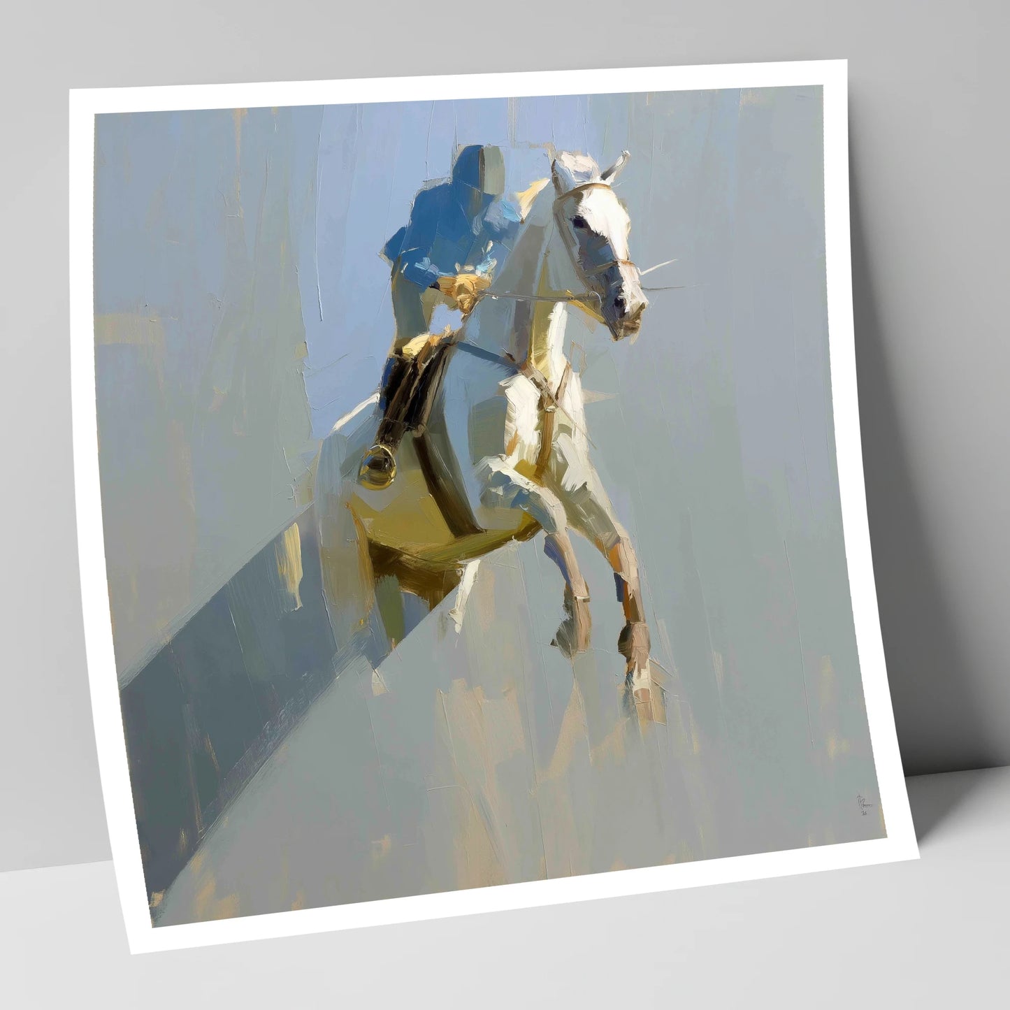 Suspended in Blue show jumping horse art print
