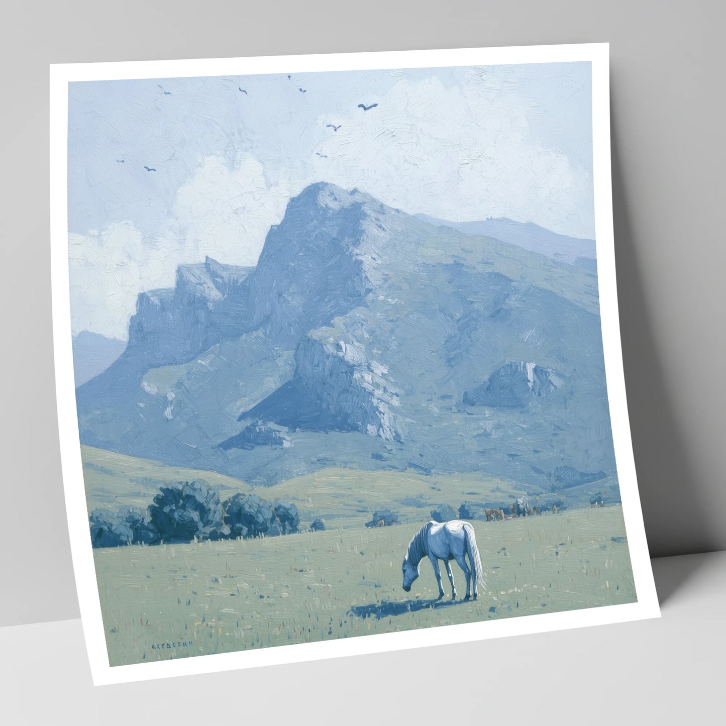 Solitude Beneath the Peak horse landscape art print