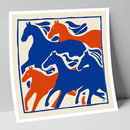 The Cobalt Herd wild horses art print