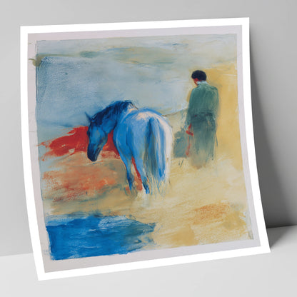 The Cobalt Companion horse & rider art print