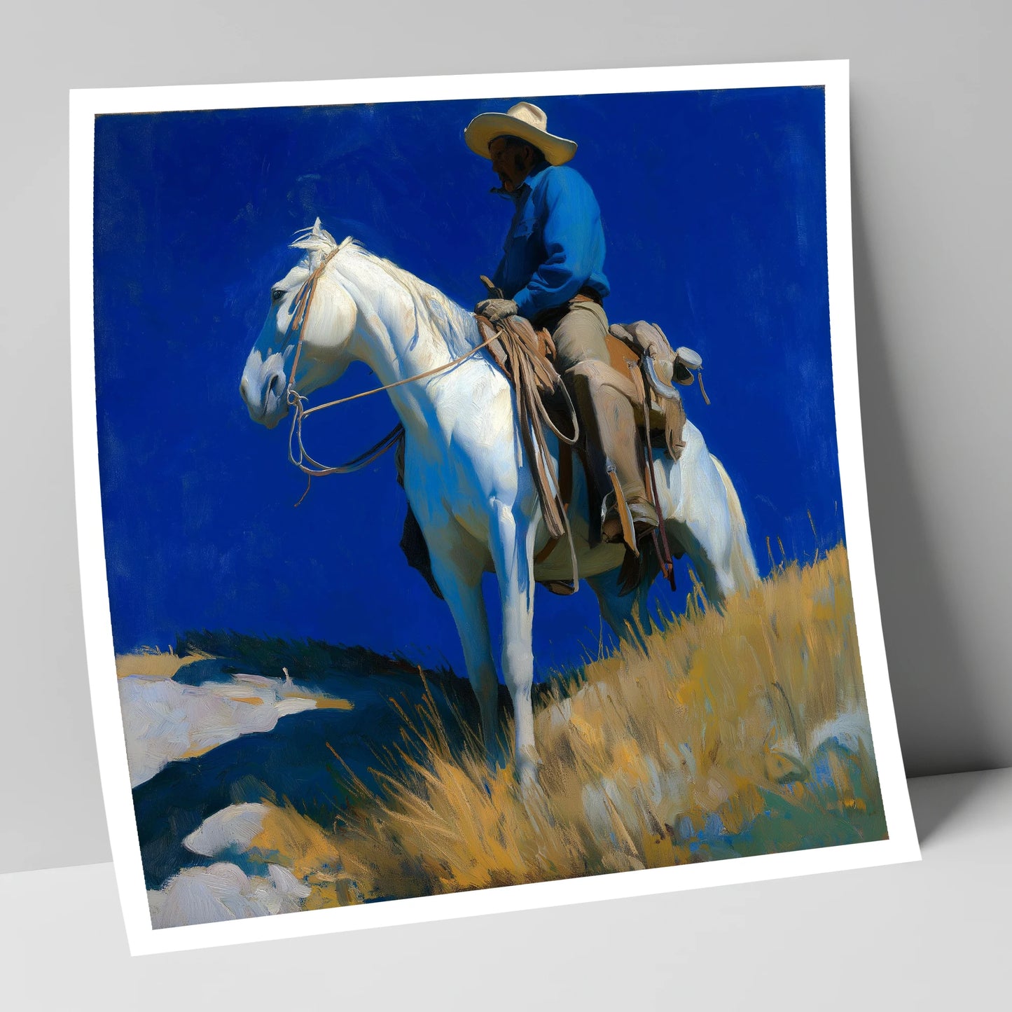 Cobalt Sky Rider western horse art print
