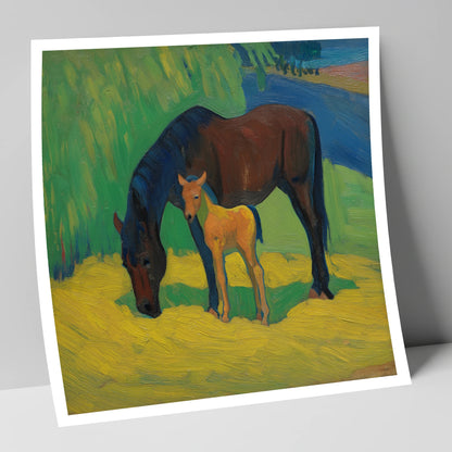 Vivid Grazing Companions mare & foal art print