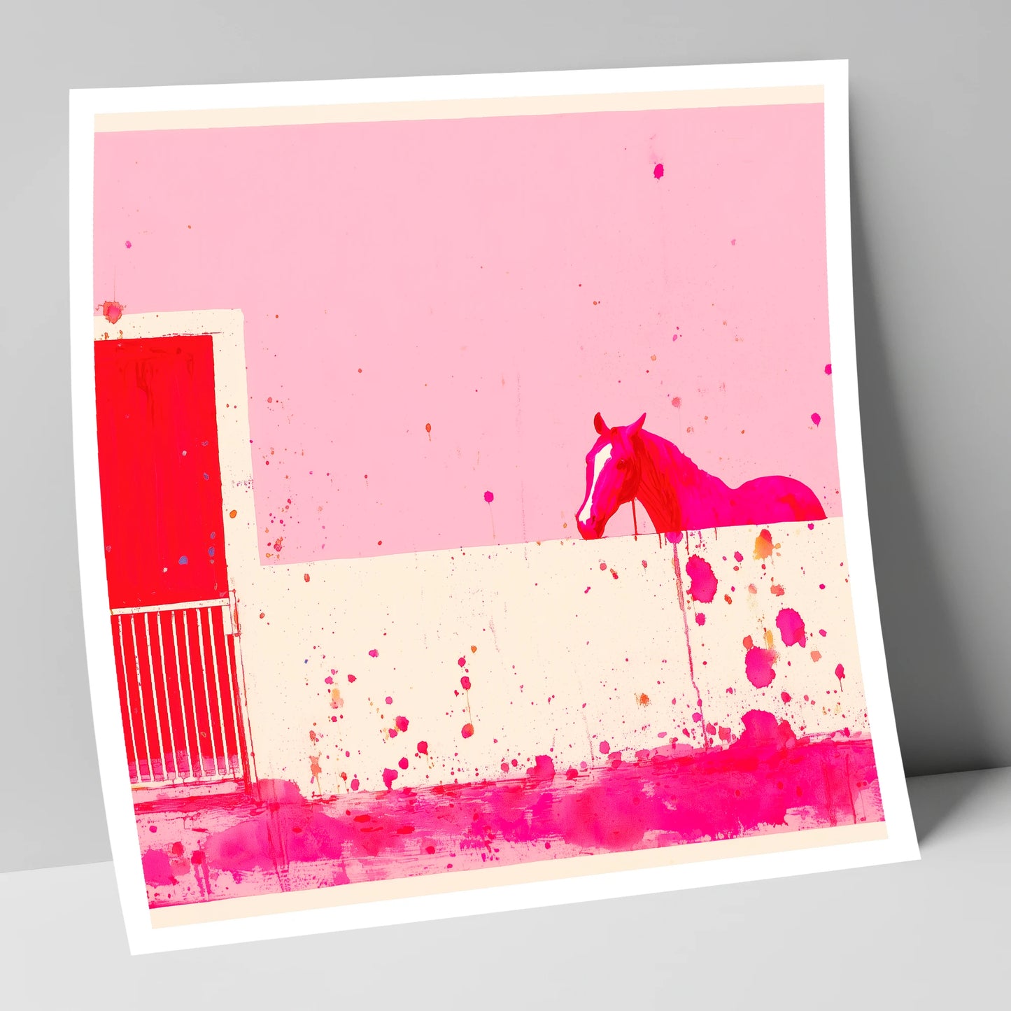 Crimson Doorway horse stable art print