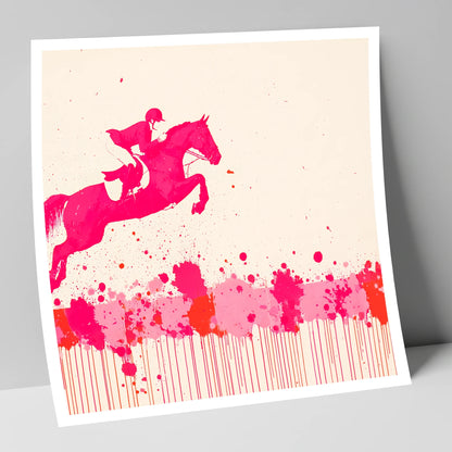 Magenta Flight show jumping horse art print