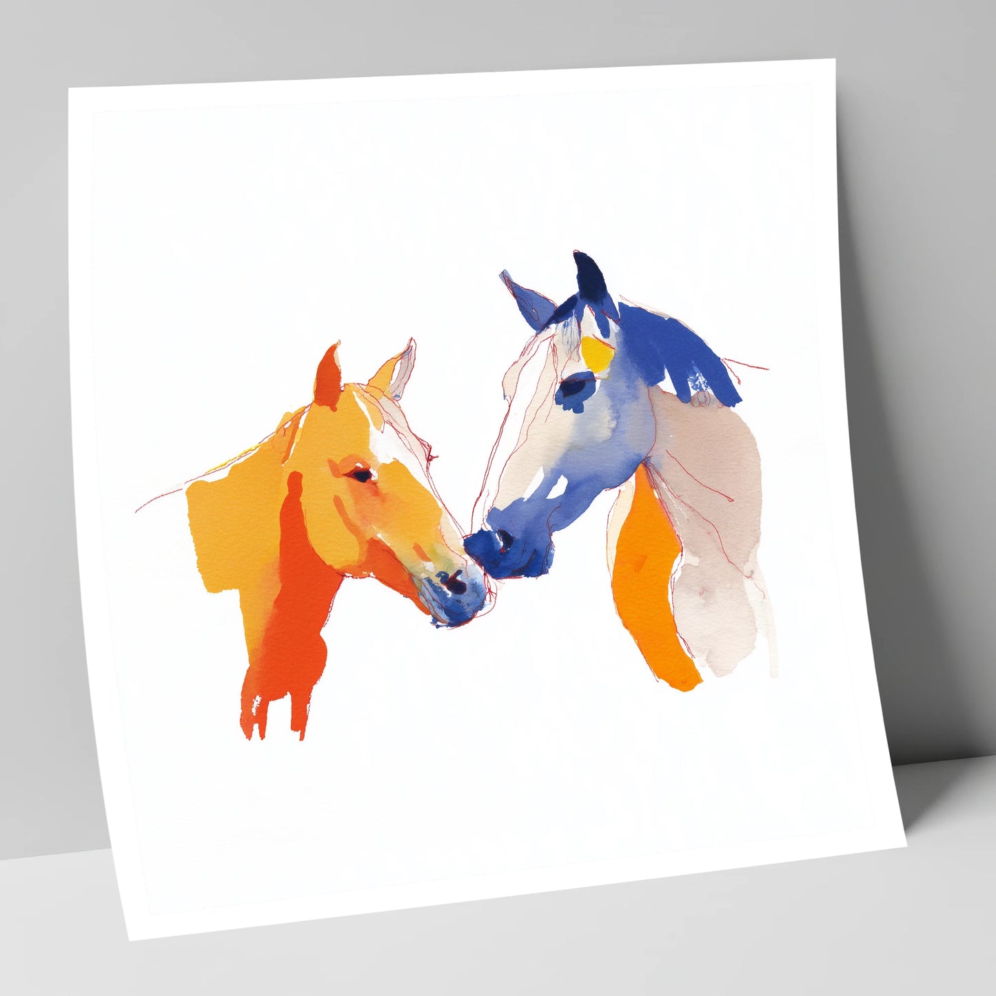 Vibrant Equine Bond horse portrait art print