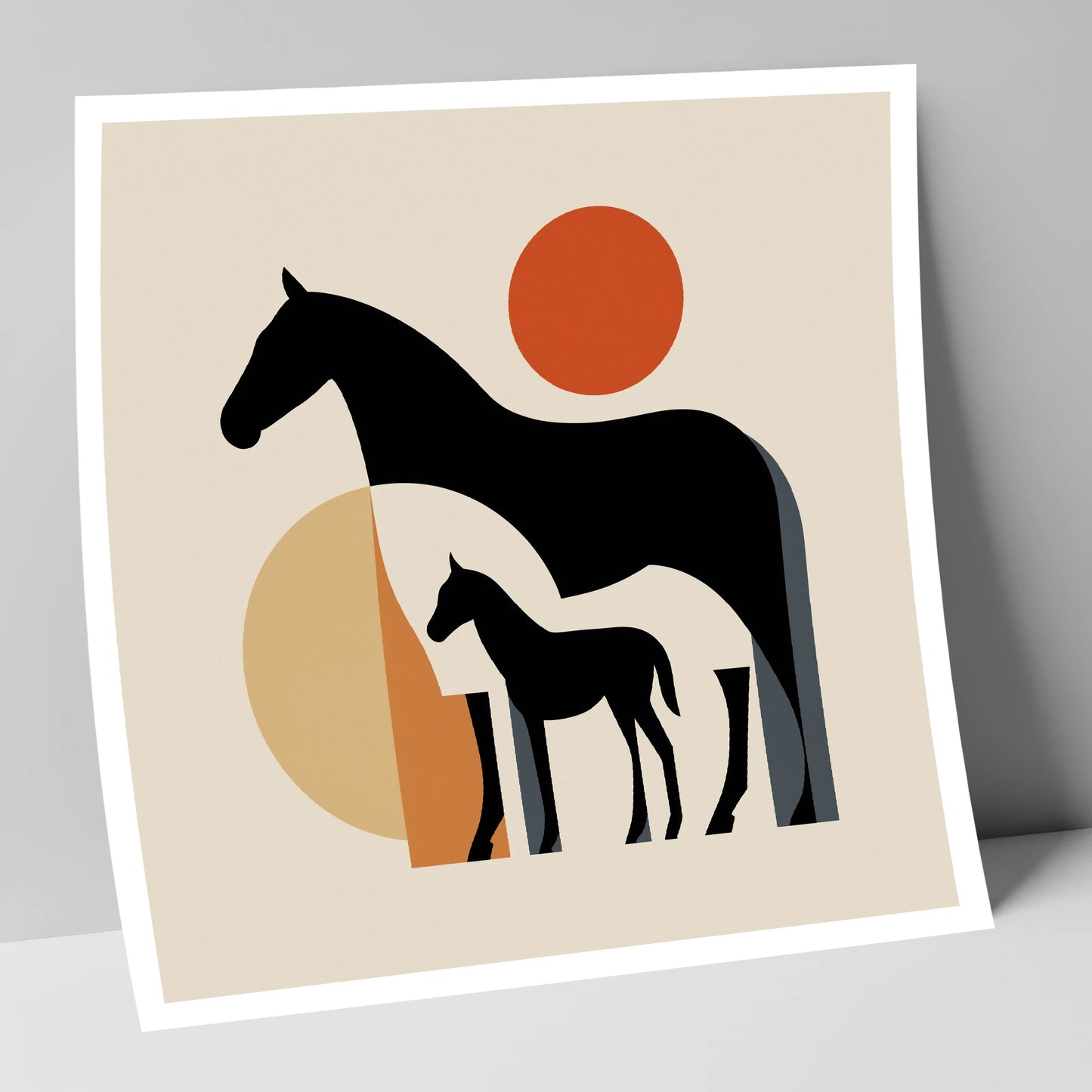 Mid-Century Mare and Foal mare & foal art print