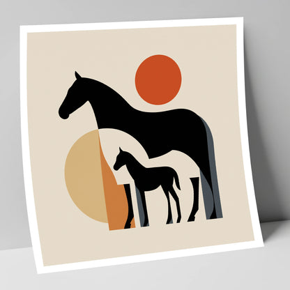 Mid-Century Mare and Foal mare & foal art print