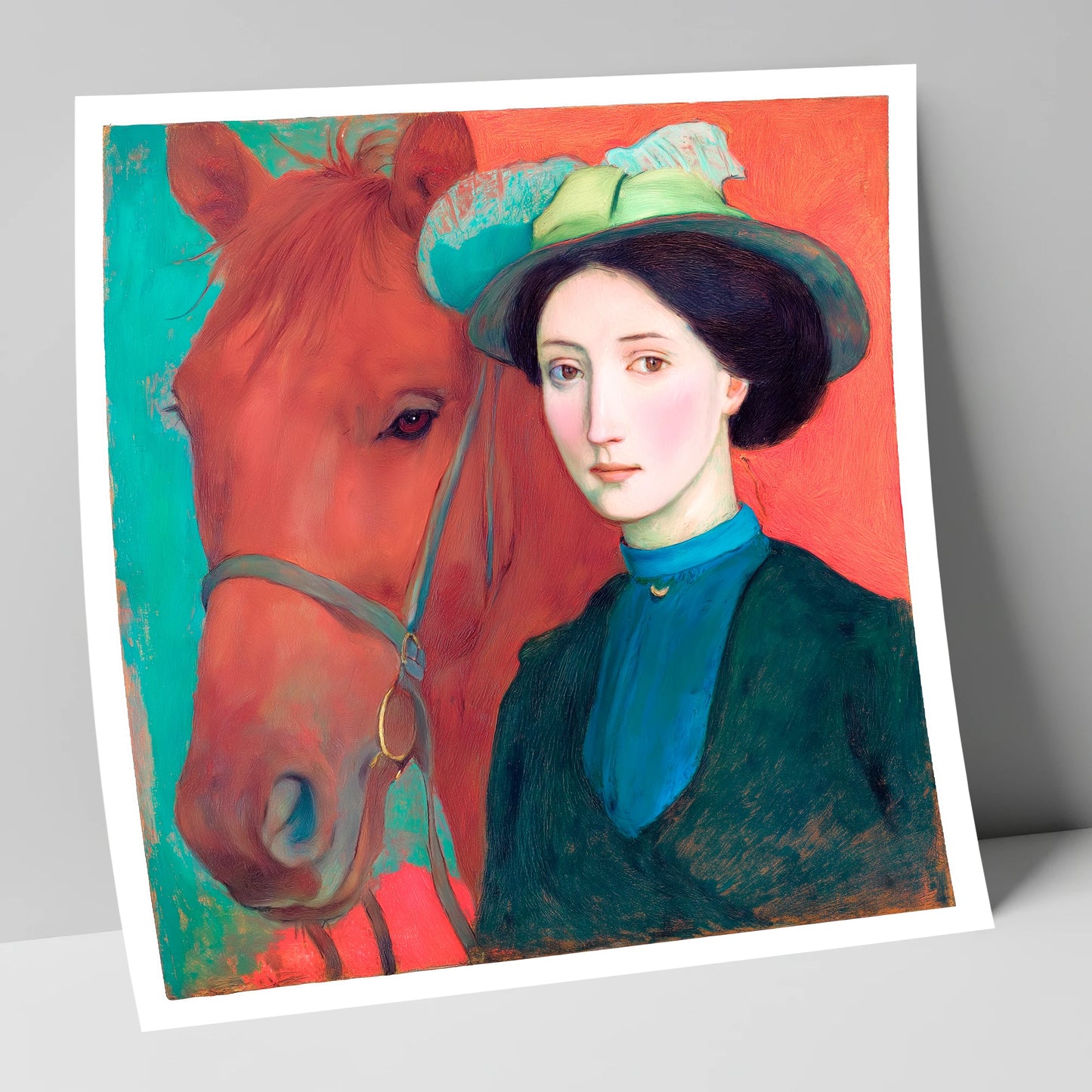 Crimson and Teal Bond horse & rider art print