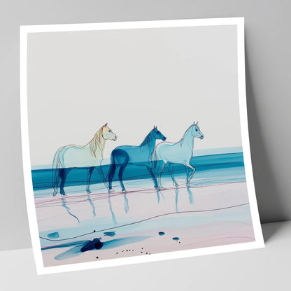 Azure Tide Walkers horse landscape art print