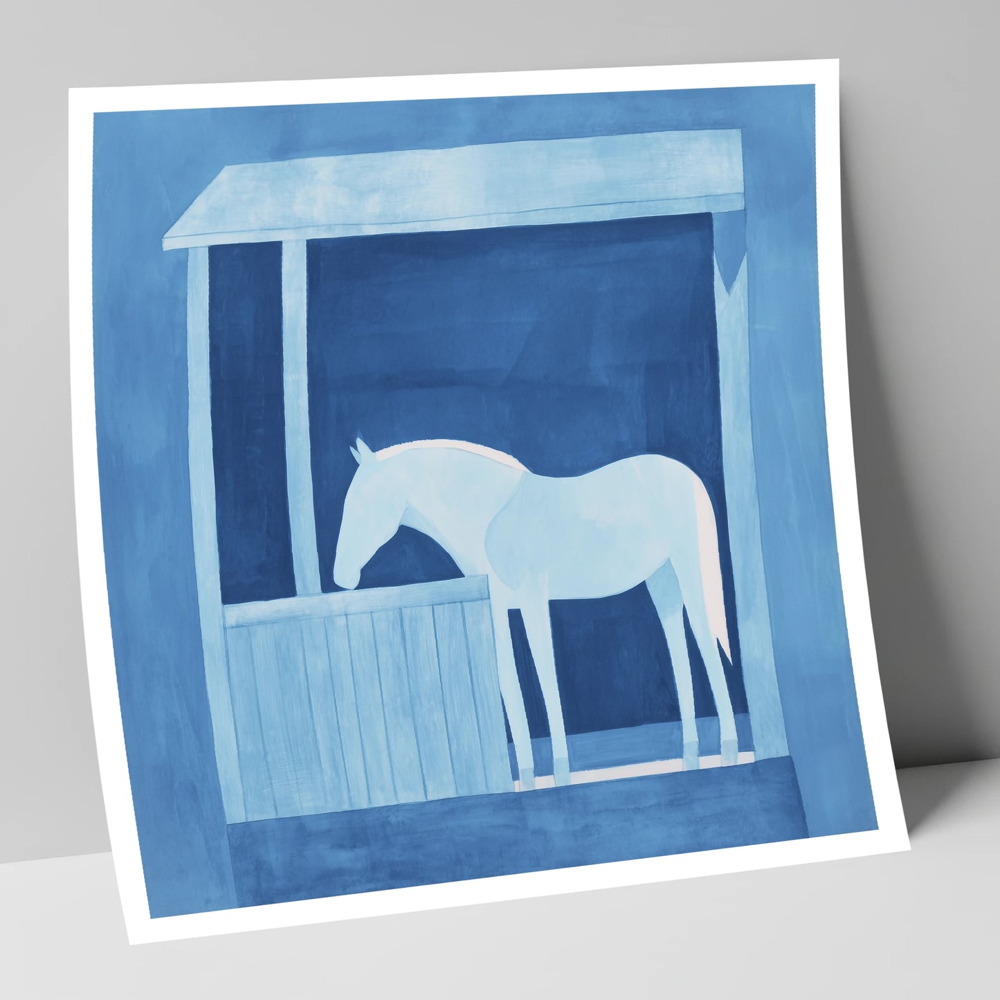 Indigo Solitude horse stable art print