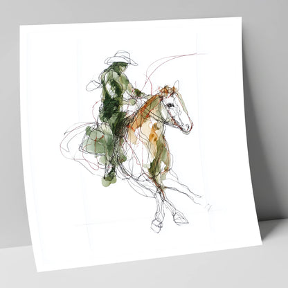 Expressive Western Rider western horse art print