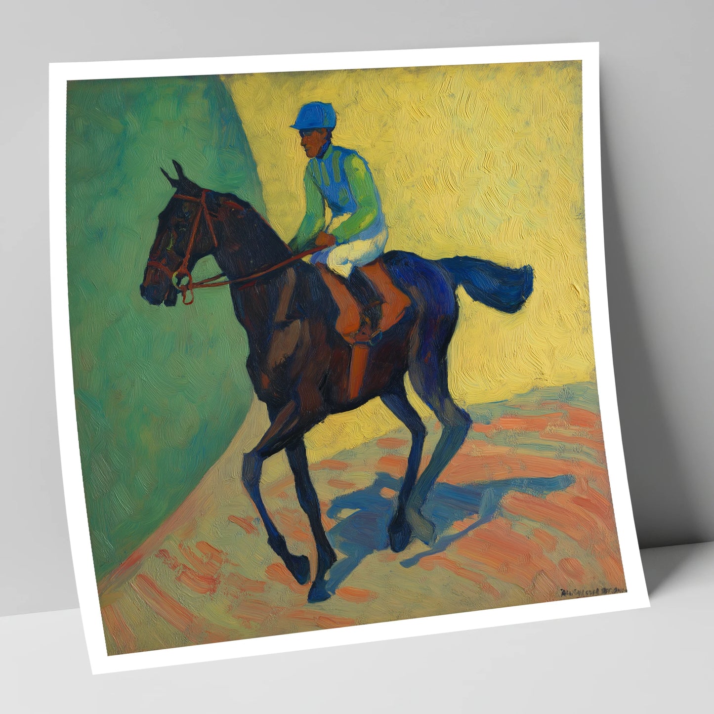 Vibrant Walk to Post racing horse art print
