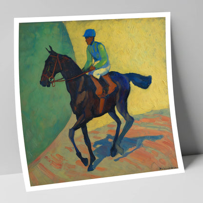 Vibrant Walk to Post racing horse art print